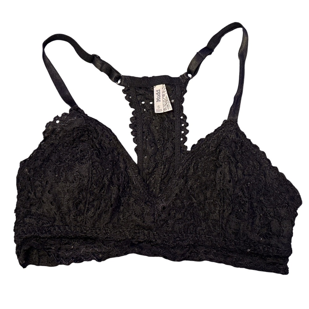 Mudd Womens Black Lace Racerback Bralette Size Small